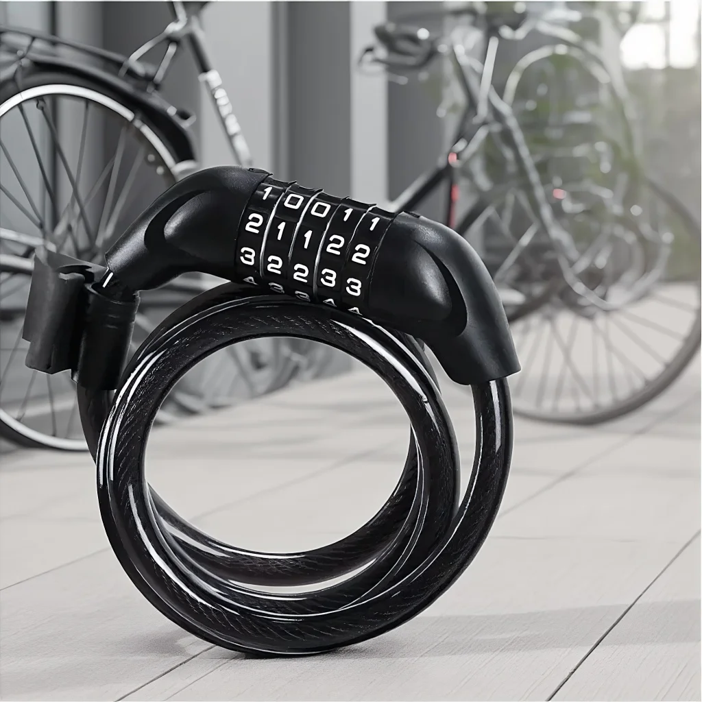 Bicycle 5 Digit Code Cable Lock, Anti-Theft Password Bike Security Steel Cable Cycling Lock, Bike Parts*