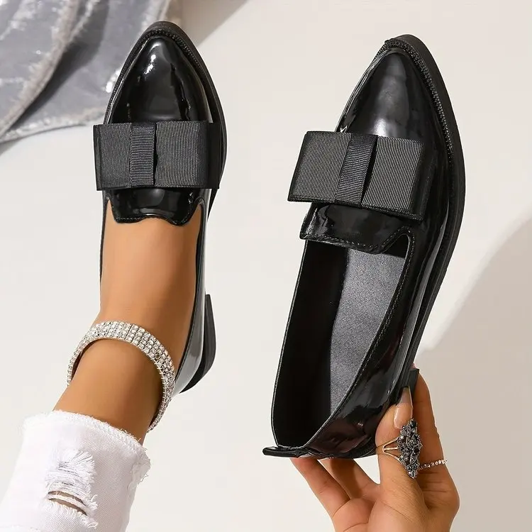 جديد السيدات كعوب منخفضة حذا فردي للسيدات القوس عقدة في الهواء الطلق المضادة للانزلاق الأحذية أزياء وأشار مريحة الأحذية النسائية السوداء #1