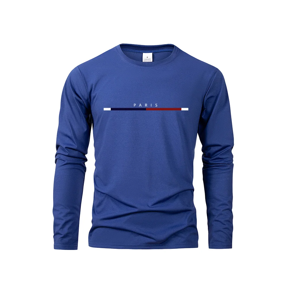 Men's Long Sleeve T Shirts of PARIS Printing Solid Color Casual Tops Autumn High Quality Loose T-Shirt Men Classic Clothing image 6