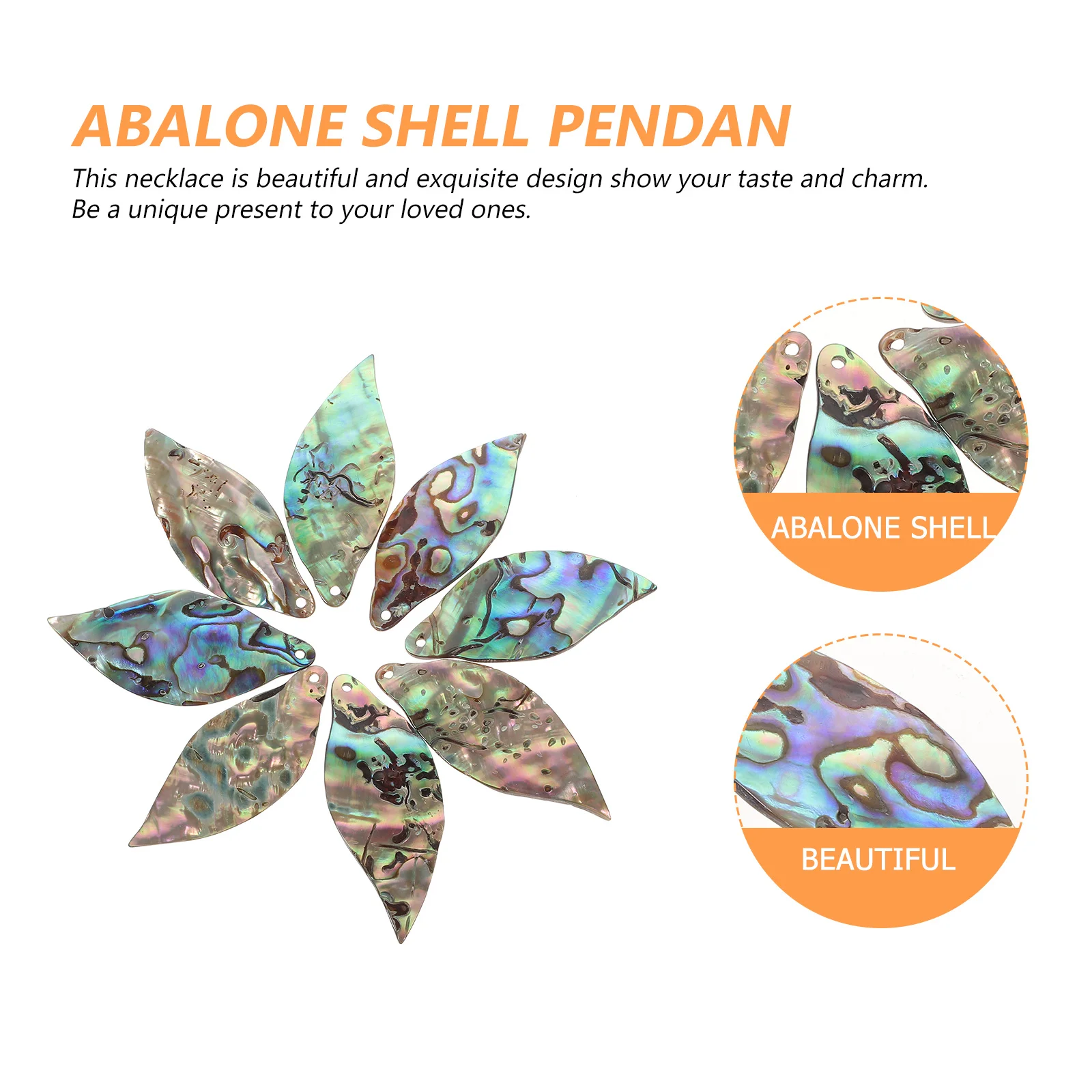 

8 шт. модных ювелирных комплектующих: подвески в форме листа из абалона для самостоятельного изготовления ожерелий, материалы для рукоделия для женщин и девушек, элегантное украшение