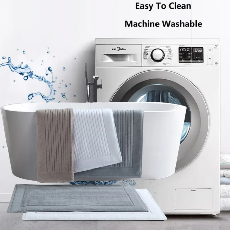 5 Star Hotel Home Cotton Floor Towel Bath Mat Striped Absorbent Jaquard Bathtub Side Pad Non Slip Shower Toilet Bathroom Mat
