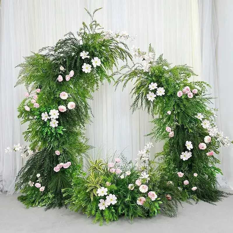 

Garden Simulation Flower Wedding Arch Flower Rack Road Lead Ox Horn Gate Wedding Arrangement Wedding