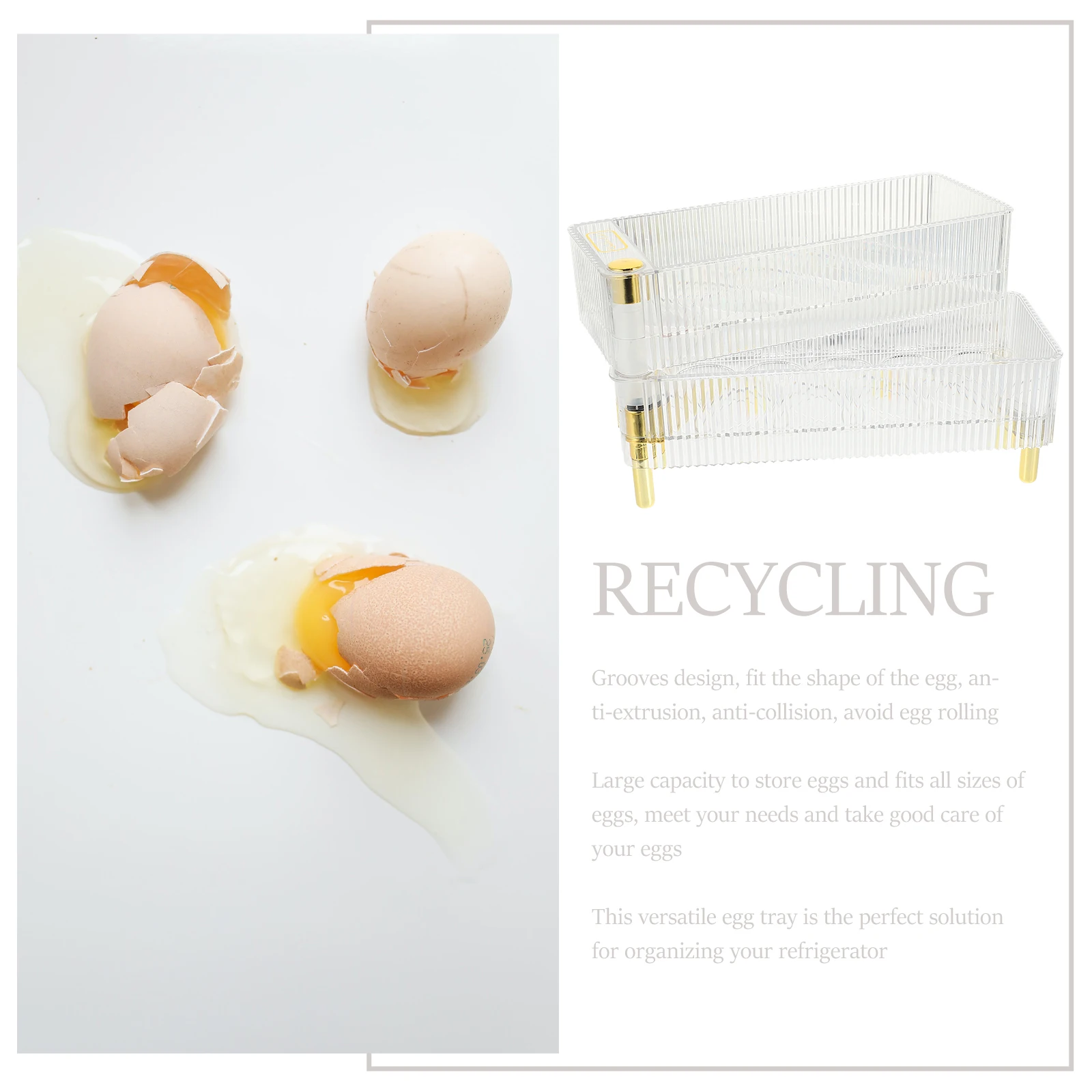 

Egg Storage Box Organizer Lattice Eggs Holder for Refrigerator Holders Transparent