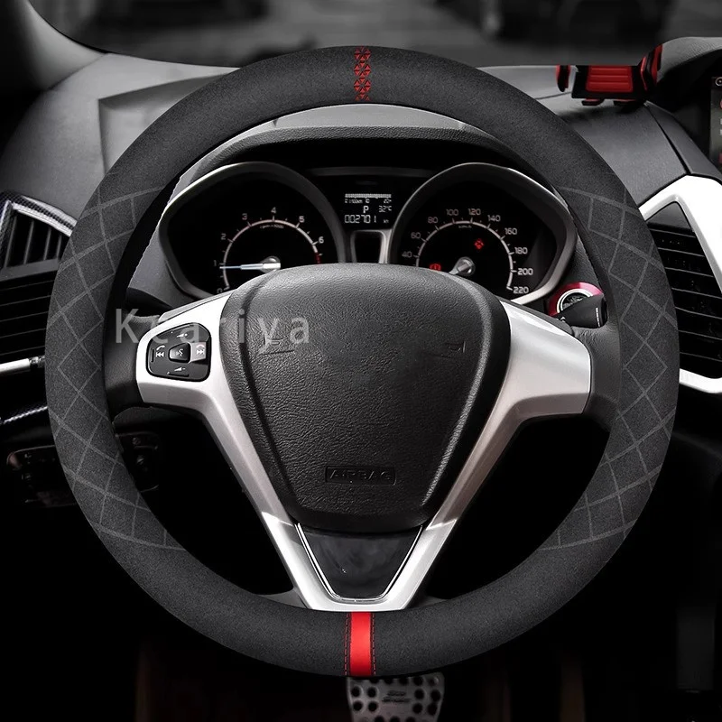 Suitable for car suede steering wheel cover, 38cm, non-slip, Renault RS, Megane 3,4, Clio, Twingo, Kadjar, Logan, dust collector