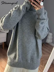 Streamgirl Winter Long Sweater Women Turtleneck Knit Maxi Pullovers Warm Thick Jumpers Brown Oversized Sweaters For Women Winter
