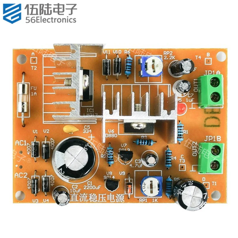 LM317 Adjustable DC Regulated Power Supply Teaching and Practical Training Welding Spare Parts DIY Kit for Adults