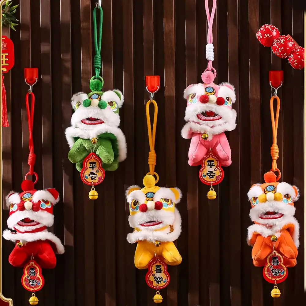 Cartoon Lion Dance Keychain Bell Fortune Character Lion Dance Pendant Plush Toy Doll Chinese Style Chinese New Year Gift