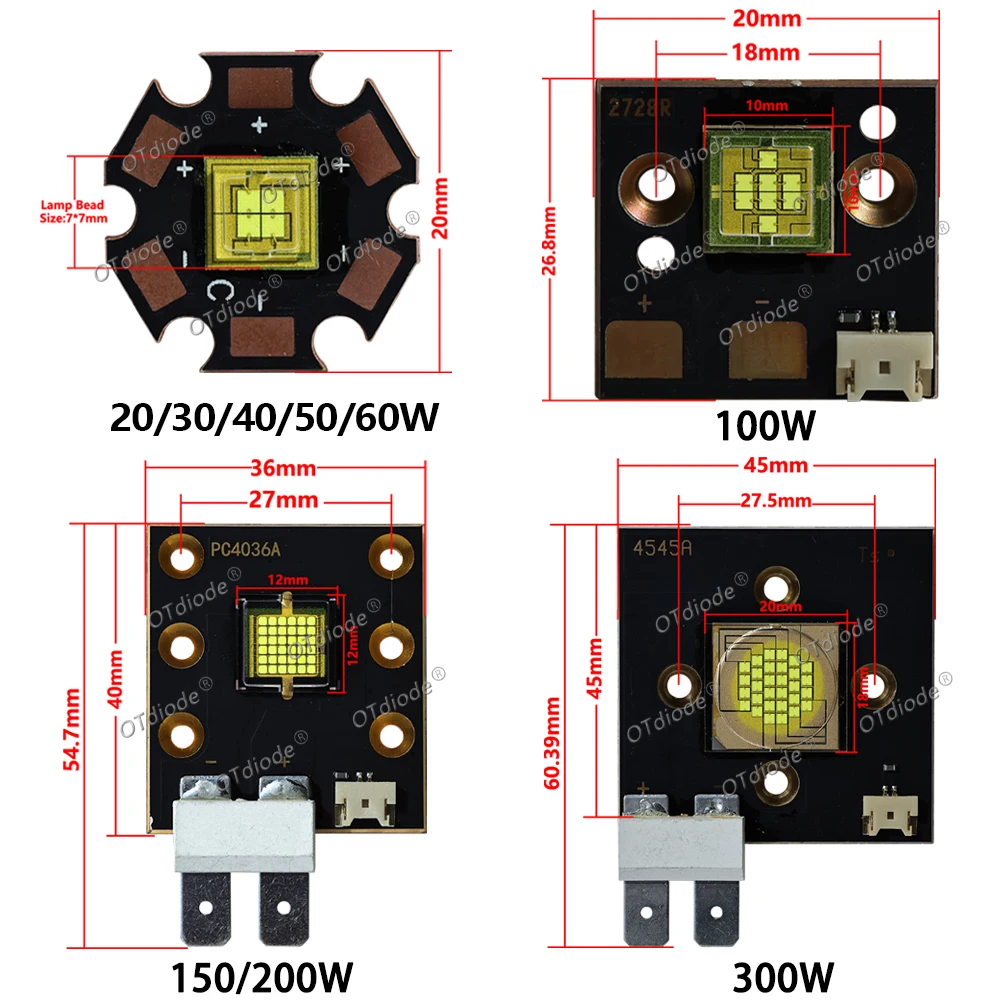 High Power Stage Light LED Module 12V 18V 24V 36V 20W 30W 40W 50W 60W 80W 100W 150W 200W 300W 600W Cold White For Moving Head DJ