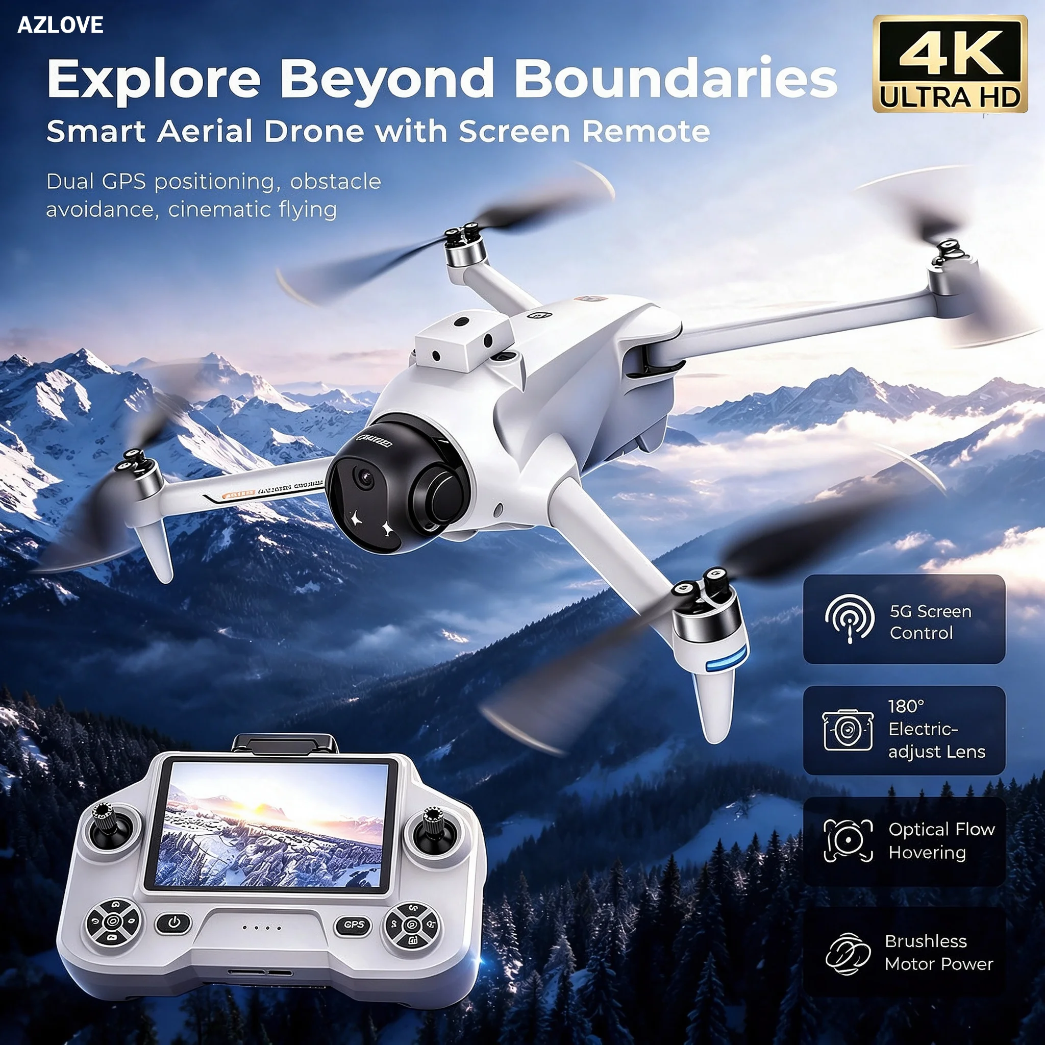 YL059 GPS 4K Brushless Foldable Drone with 5G Screen Remote Control, Lift-Up Obstacle Avoidance Camera & Airdrop Function