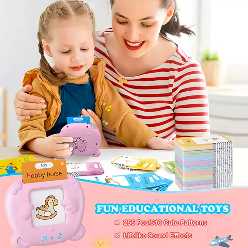 Macchina per schede flash parlanti per bambini, lingua educativa precoce, audiolibro elettronico, macchina per l'apprendimento dei più piccoli, giocattoli Montessori