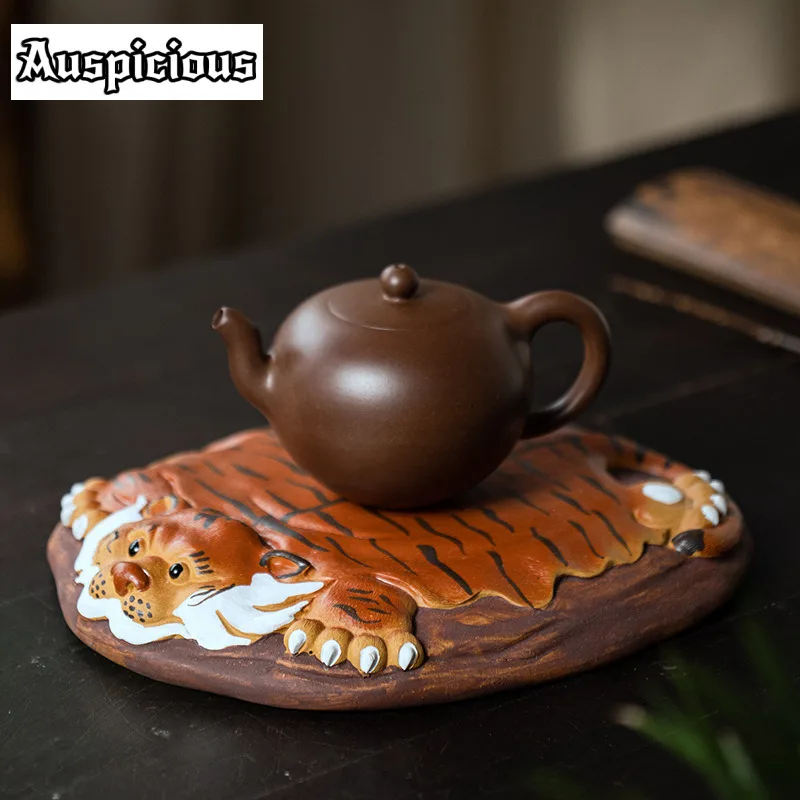 Boutique Yixing Raw Ore Section Mud Zisha Tiger Skin Texture Tea Trays Hand-carved Home Kungfu Teaet Dry Foam Table Accessories