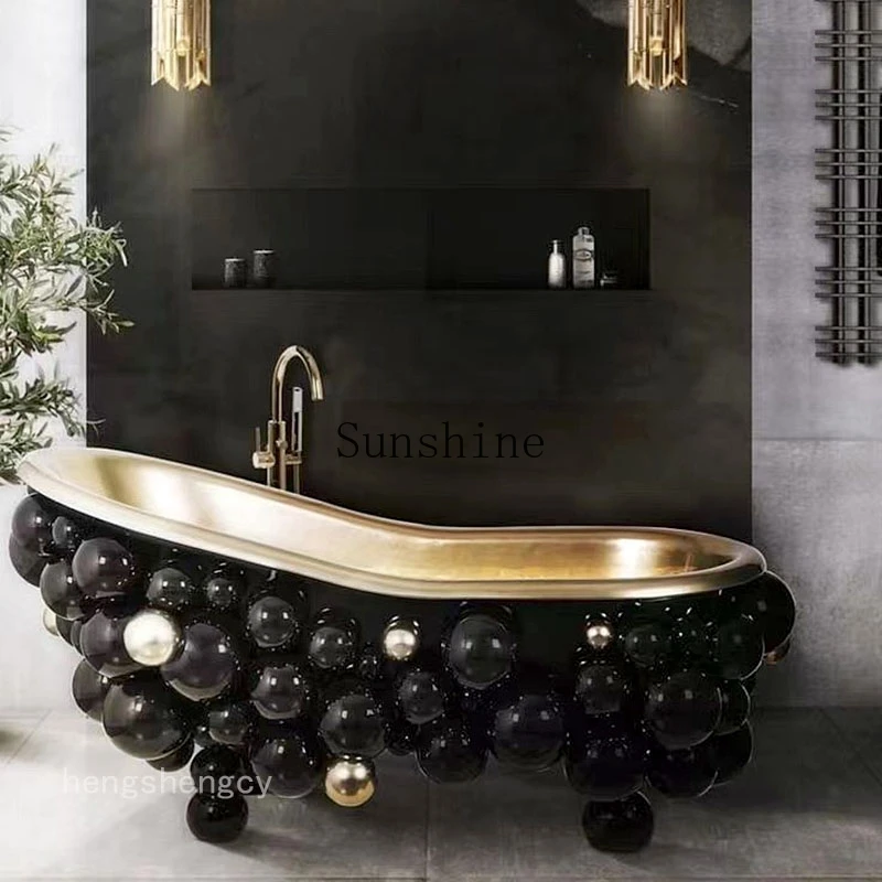 Light luxury stainless steel bubble luxury bathtub postmodern hotel villa bath tank