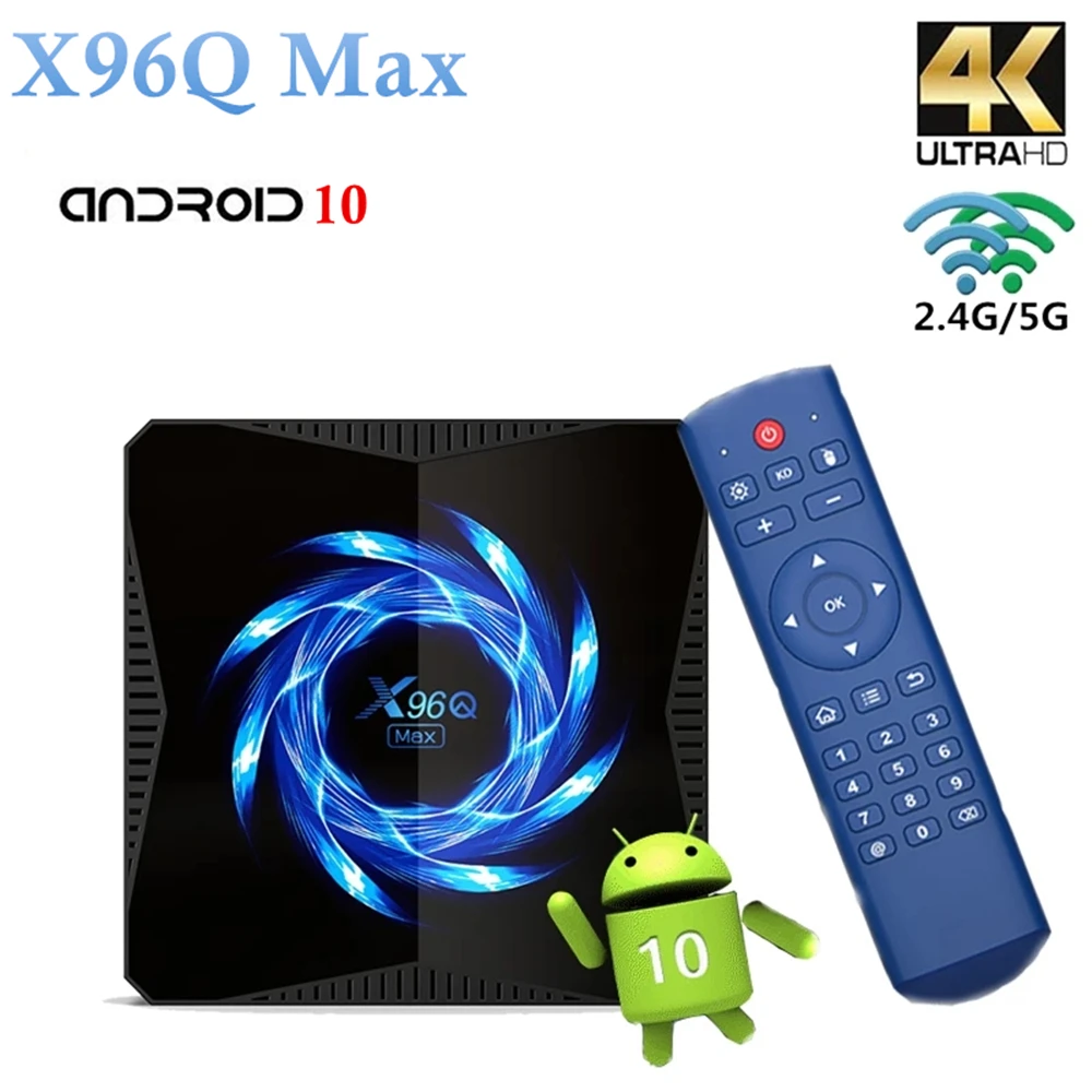 Приставка Смарт-ТВ X96Q MAX, Android 10,0, 4 + 32/2,4 ГГц, Bluetooth