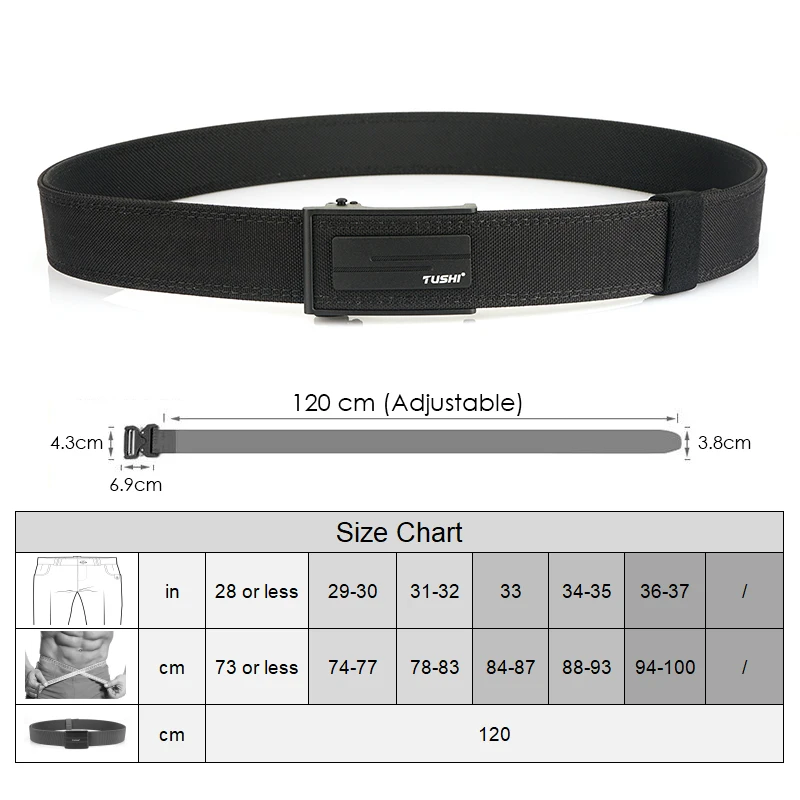 HSSEE Work Tool Belt for Men and Women Metal Automatic Buckle Military Tactical Pistol Belt 1100D Nylon Casual Belt Male Girdle