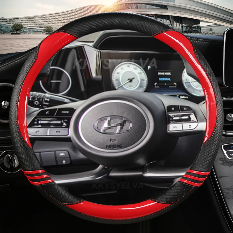Carbon Fibre Car Steering Wheel Cover For Hyundai Tucson 2021 2022 NX4 Elantra 2020 Sonata 10th 2020 2021 2022 Auto Accessories view 5