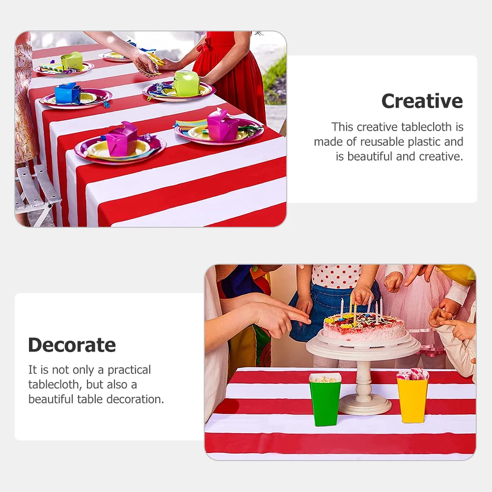

2pcs Stripe Tablecloths Reusable Plastic Waterproof Table Cover For Dining Room Kitchen Garden Picnic Party Indoor Outdoor