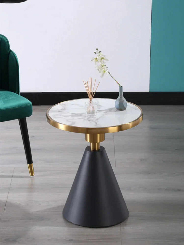 Best Seller Light Luxury Edge Table, Small Round Table, Golden Sofa, Bedside, Simple Rock Board Corner Table