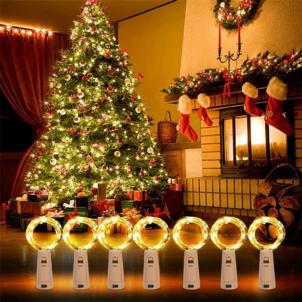 1Pcs 2 Meter 20 Led 1 Meter 10 Led Bottle Fairy String Lights Cork Christmas Wedding Party