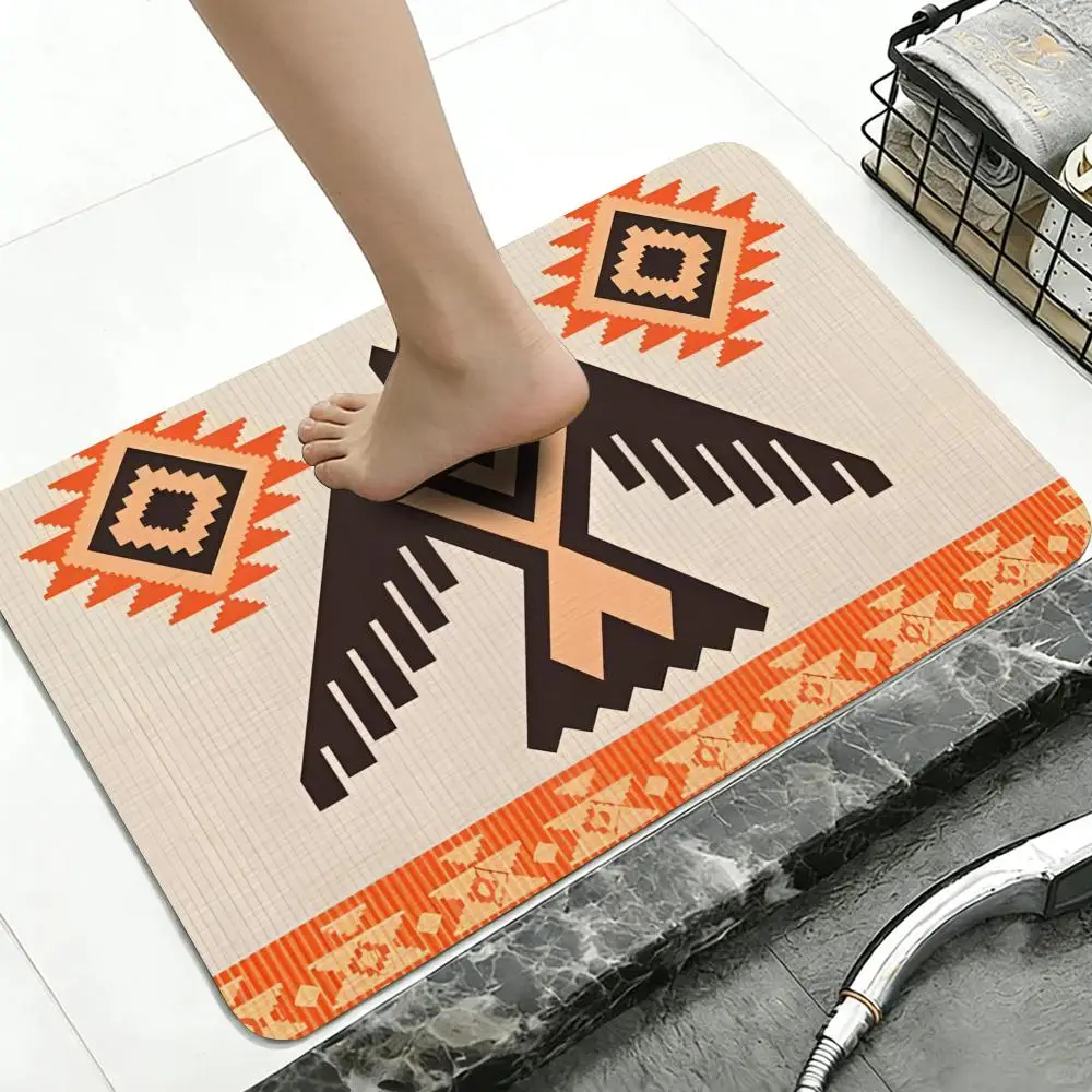 Thunderbird P-Pattern Floor Mat Diatomite Bath Mat, Quick Dry, Absorbent, Multi-Scene Mat