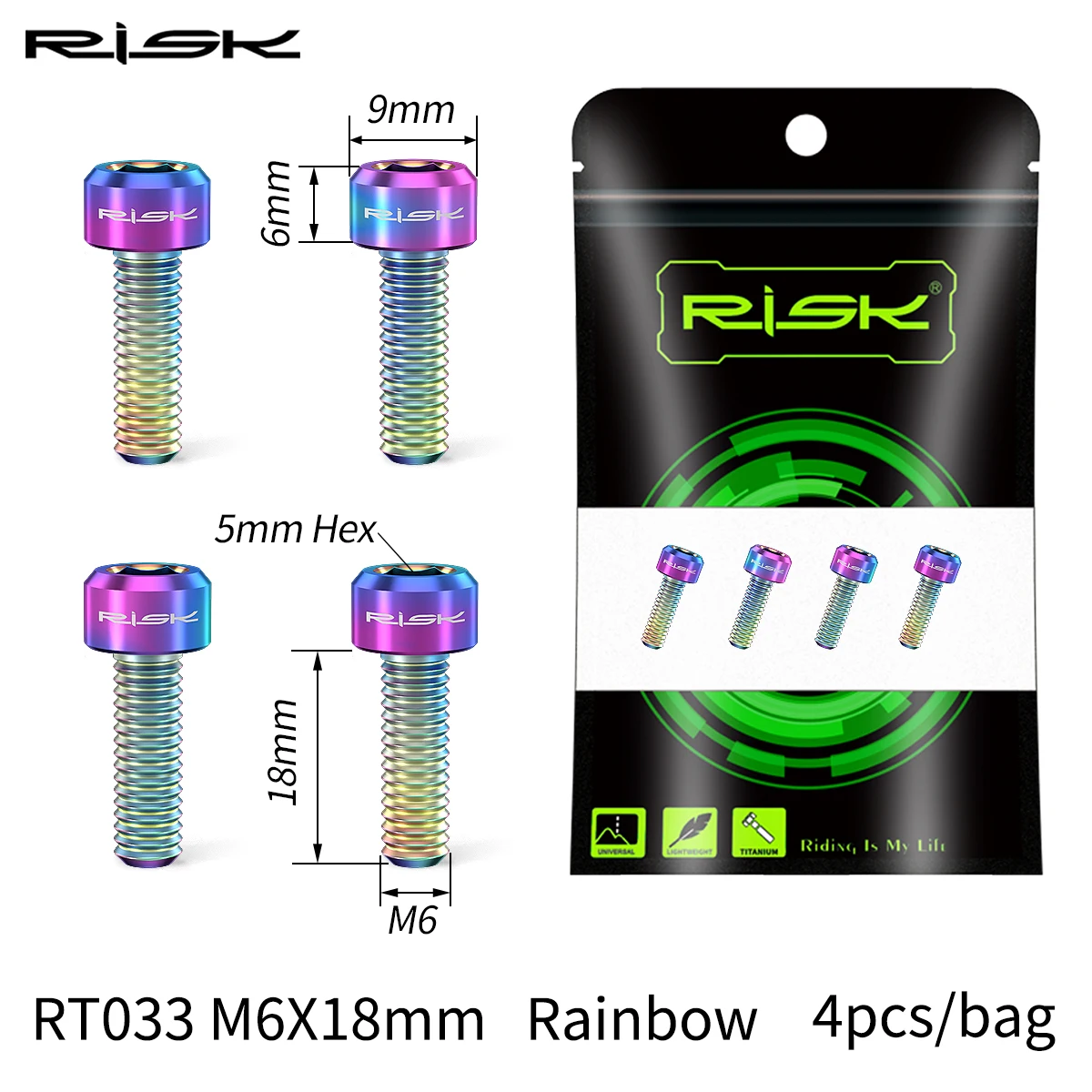 RISIKO 4PCS M6x16/18/20mm Fahrrad Scheibenbremse Feste Schrauben mit Unterlegscheibe Titan Mountainbike Bremssattel Klemme