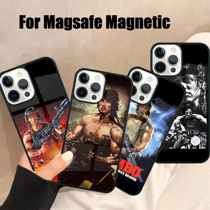 First Blood John J. Rambo Magsafe Phone Case For iPhone 16 15 14 13 12 11 Pro Max Plus Mini Mirror Wireless Magnetic Cover