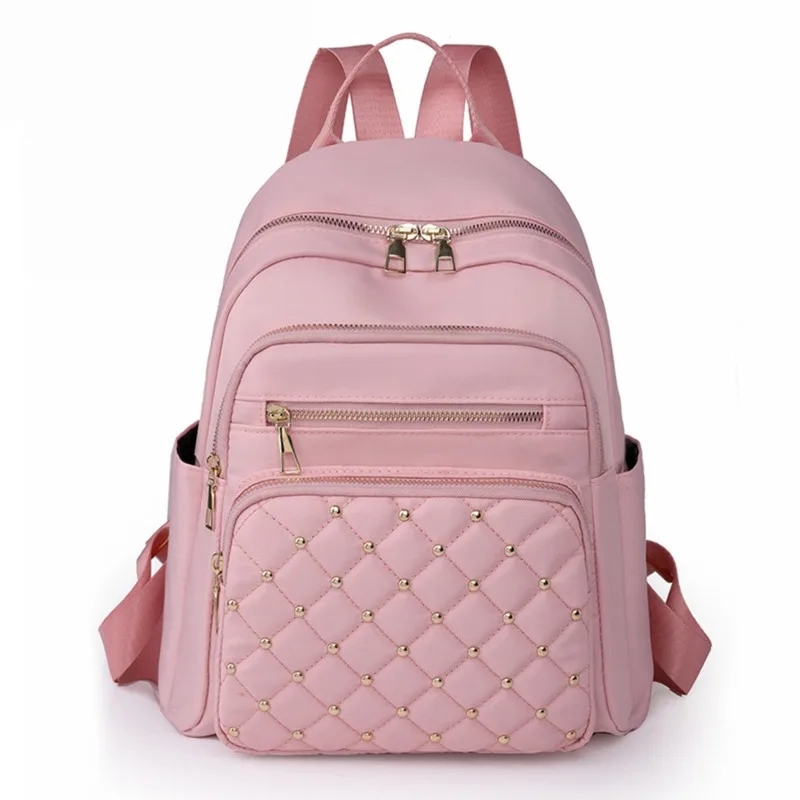 Rhombic lattice rivet Backpack Women Shoulder Small Backpack Multi-Function Ladies Phone Pouch Pack Ladies School Bags