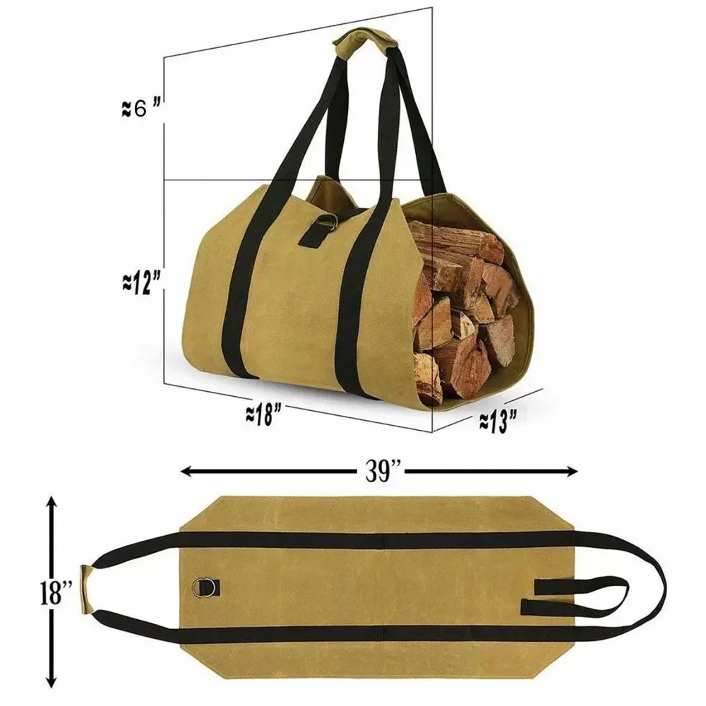 Supersized Canvas Firewood Carrier Log Carrying Bag Handbags Wood for Log Carrier Fireplace Tote Firewood Storage Bag Supplies