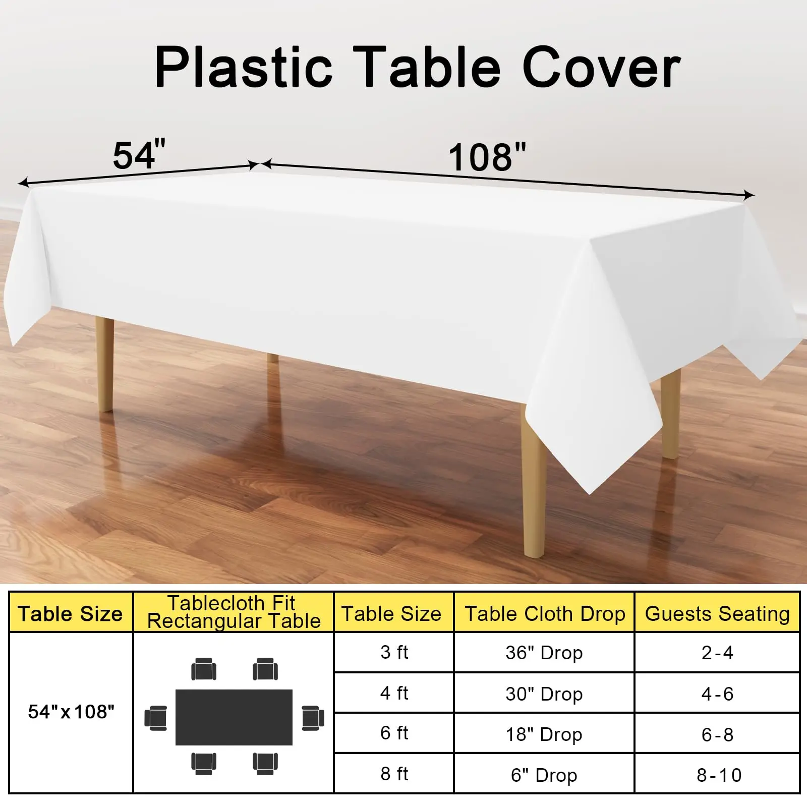 Kitinjoy – nappe imperméable jetable, nappe rectangulaire décorative en plastique pour fêtes, couvertures de Table robustes et étanches