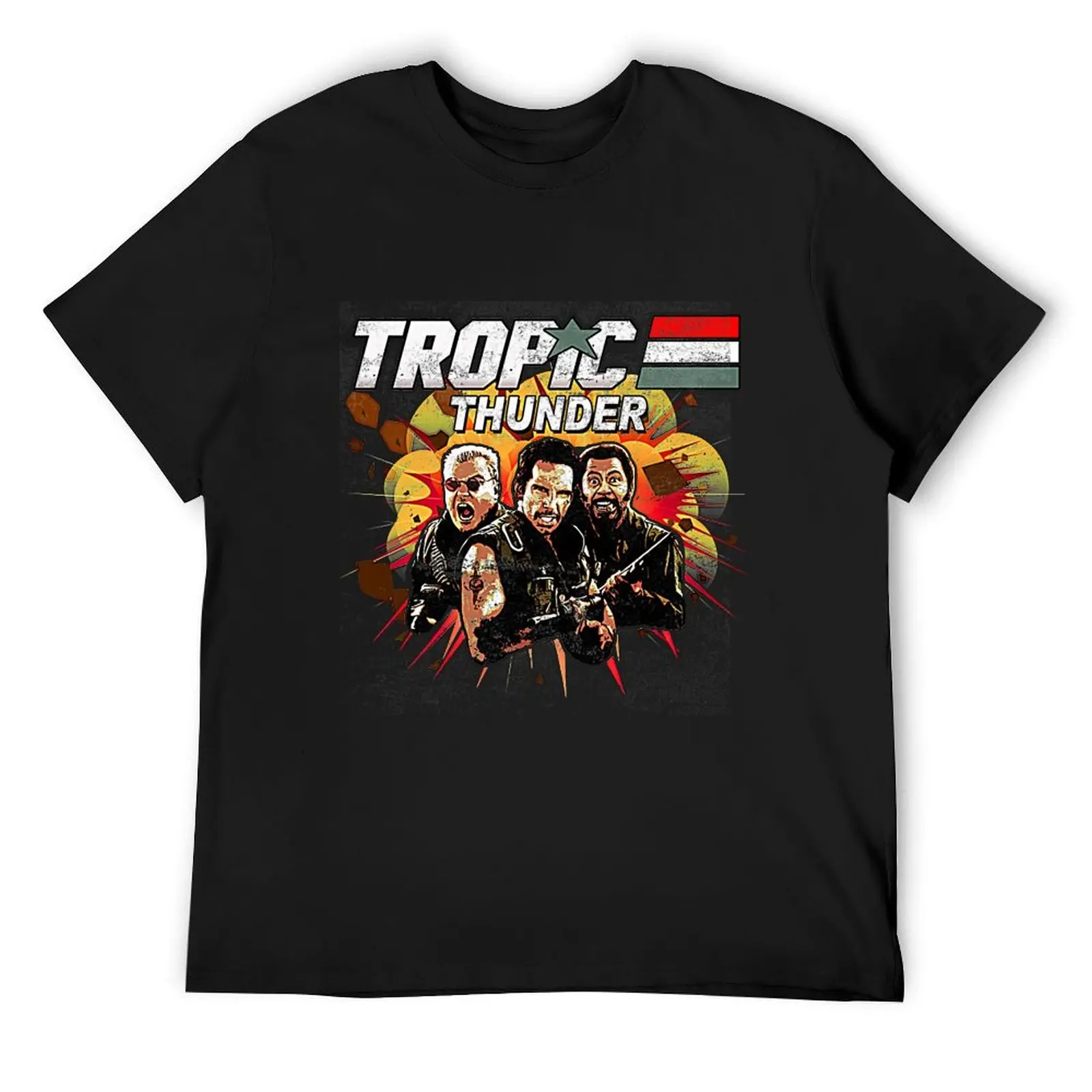 Tropic Thunder, distressed T-Shirt vintage anime shirt anime clothes plain black t shirts men