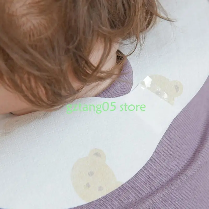57ee 50xcartoon Bear Print Werrooling Bibs Dengan Saku Bayi Handuk Air Saliva Tinggi