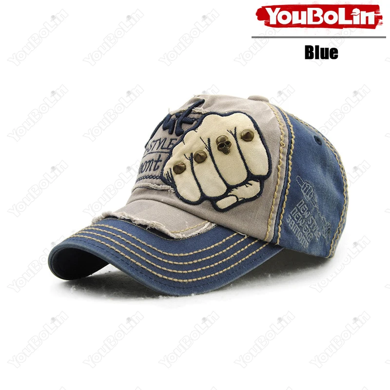 High Quality Fist Rivet Element Embroidery Cotton Adjustable Baseball Cap Hip Hop Hat Trucker Caps Dad Hats