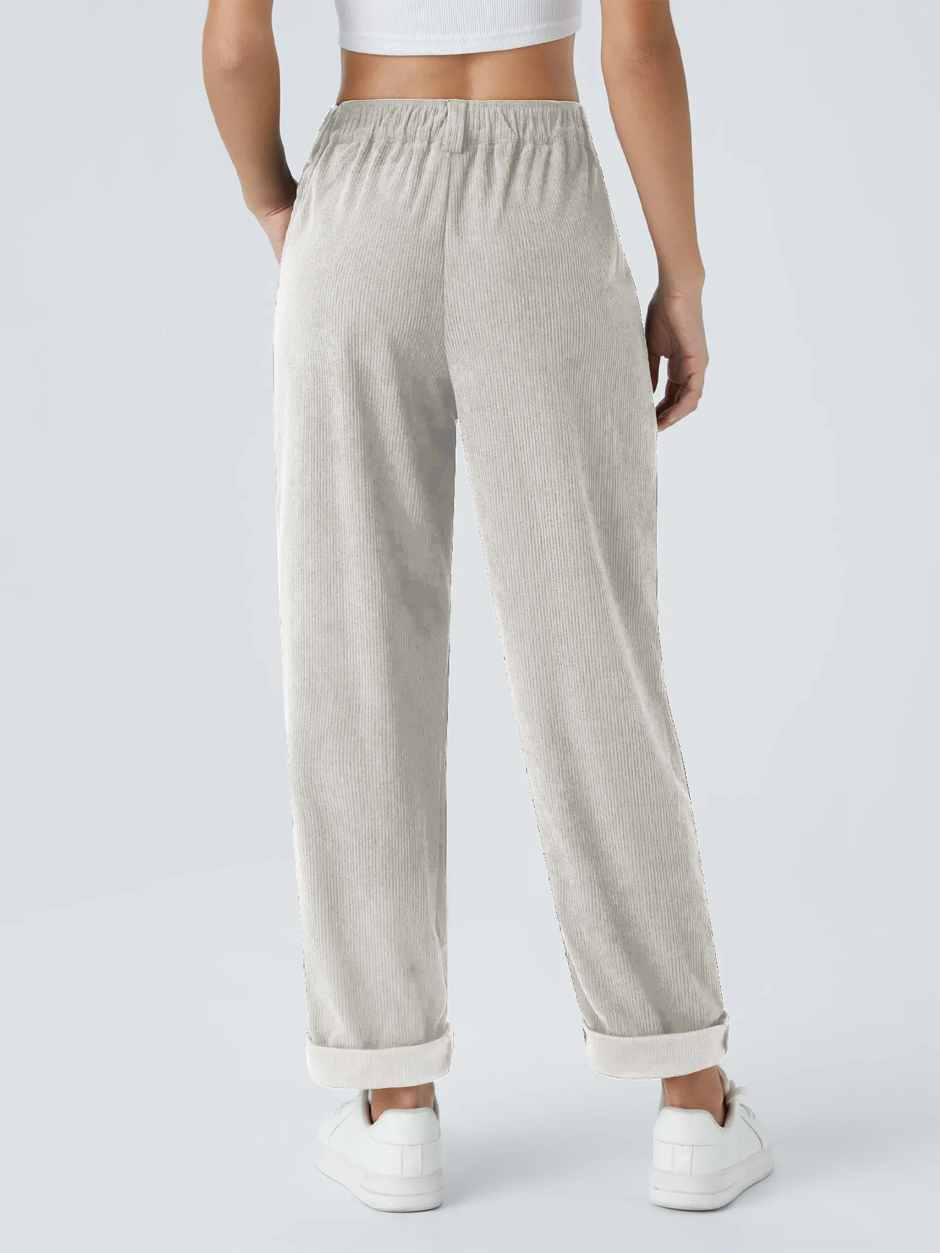 The New Women's Fall and Winter Solid-Color Corduroy Wide-Leg Straight-Leg Pants Are Versatile and Help Slim the Figure.