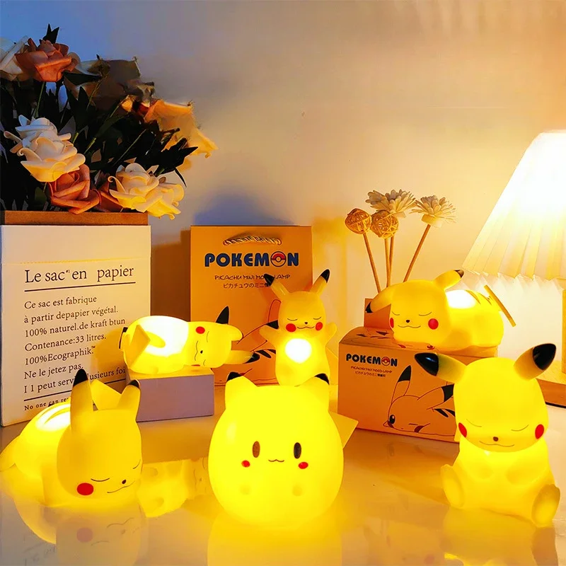 Pokemon Pikachu Night Light Glowing Children Toy Pokemon Pikachu Cute Bedside Lamp Children's Birthday Christmas Present