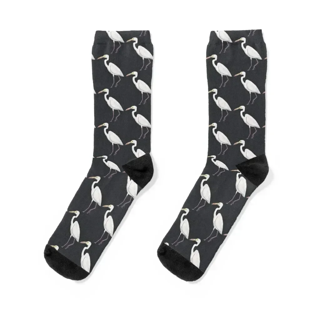 

Great Egret bird art Socks winter Soccer gift Lots Socks Women's Men's