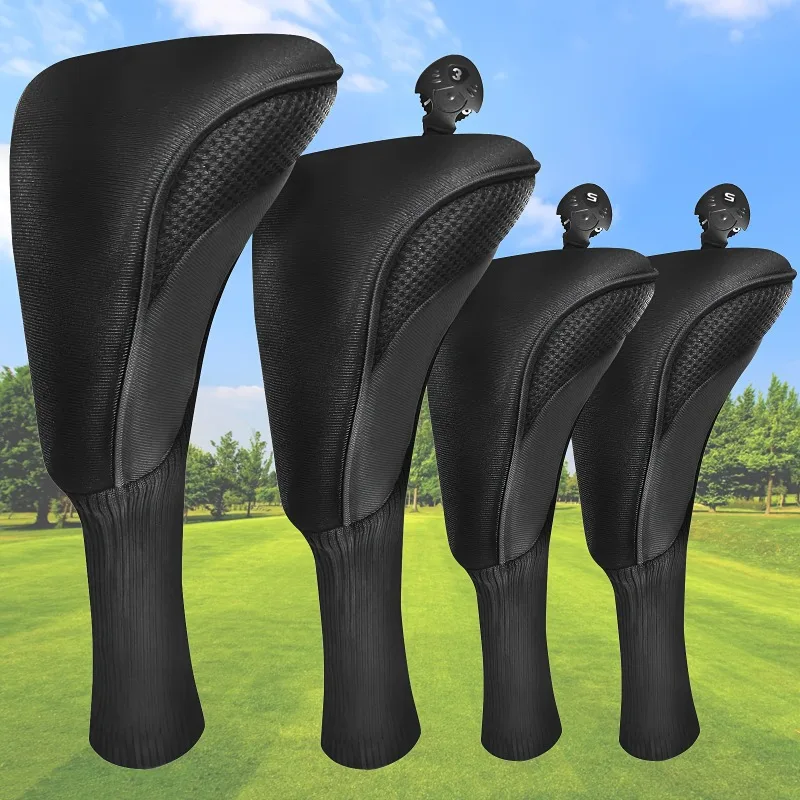 4-Piece Premium Golf Club Head Cover Set-Includes 1 Driver, 1 Fairway Wood & 2 Hybrids Universal Fit For Men & Women