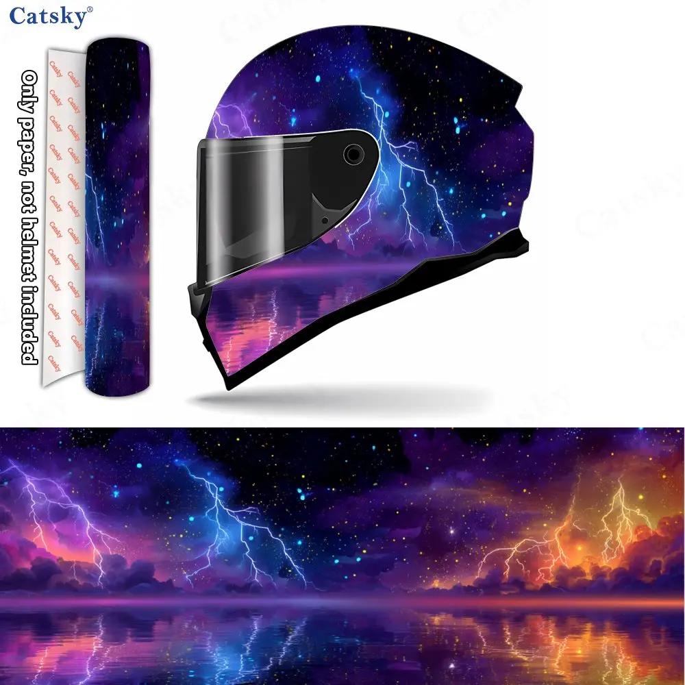 

Mystic Cosmic Cloud Nebula Thrill Helmet Vinyl Wraps, Waterproof Scratch-Resistant Full Face Helmet Decals, Durable PVC Artistic