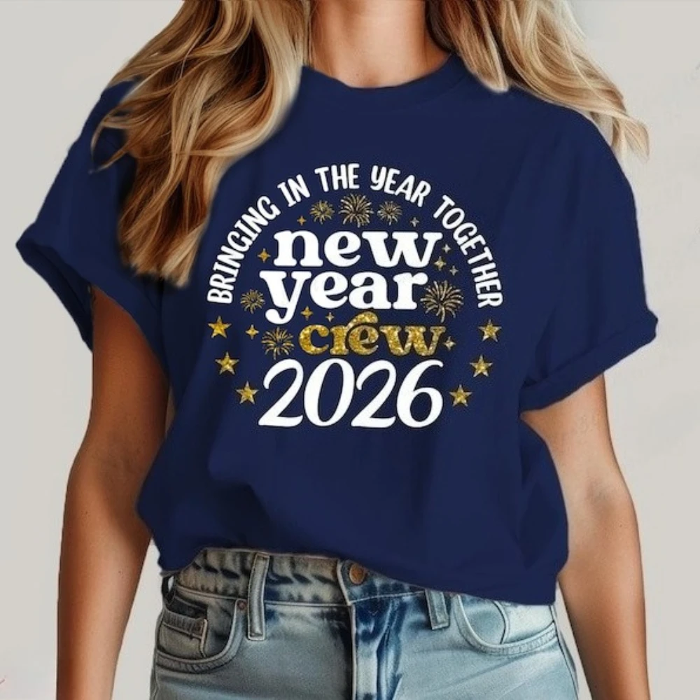 طاقم السنة الجديدة 2026 قمصان 2026 ليلة رأس السنة تي شيرت الأسرة مطابقة قميص عطلة مهرجان ملابس الحفلات الرجال النساء قطنية عالية الجودة #3