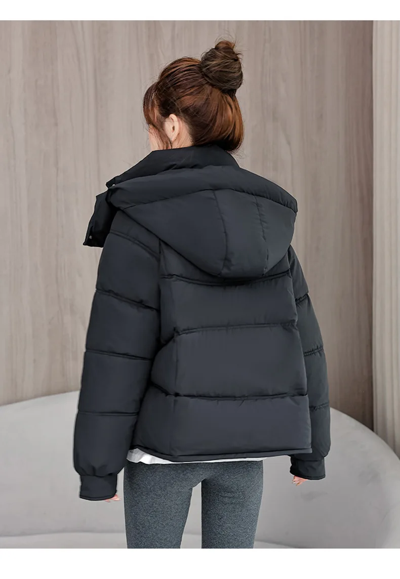 Winter Thick Puffer Coat Women Zip Up Windproof Russian Cold Weather Snow Jacket Detachable Hooded Outerwear Candy Color New