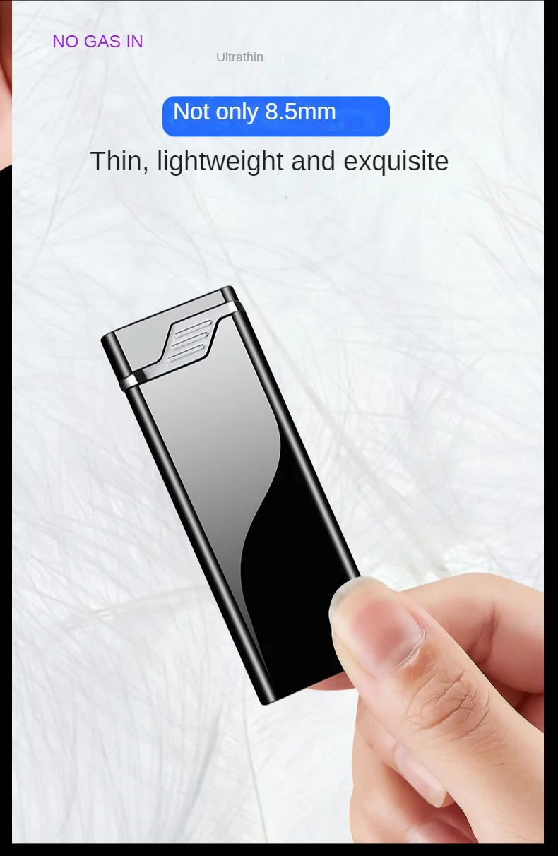 

Windproof straight into the lighter new blue flame metal inflatable lighter ultra-thin grinding wheel inflatable (NO GAS IN)