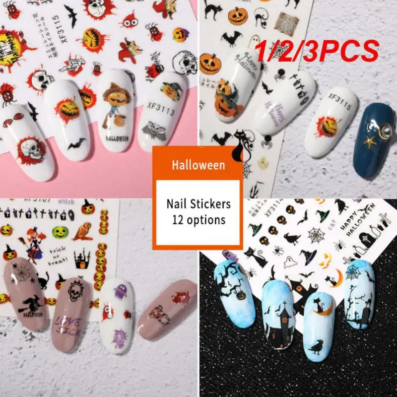 1/2/3PCS Anime Fashionable Durable Easy To Use Eye-catching Unique Anime Skull Nail Decals Maple Leaf Nail Art 3d Stickers