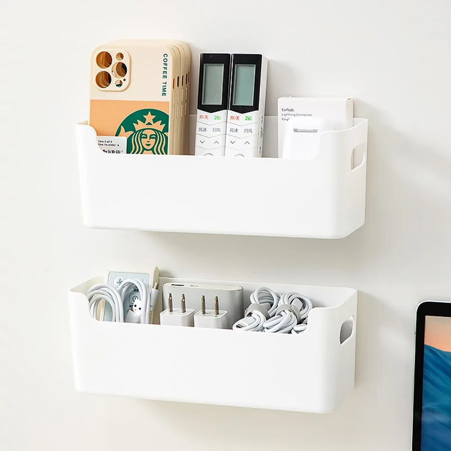1/2PCS Wall Mounted Data Cable Storage Box Desk Charging Cable Organizer Home Office Supplies Sundries Storage And Organization view 2