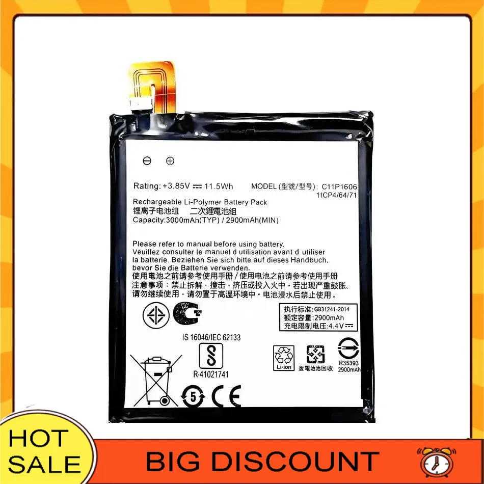 

Аккумулятор мобильного телефона для Asus Zenfone Laser 3 Zc551kl C11P1606, 3000 мАч, экологически чистый, высокая совместимость