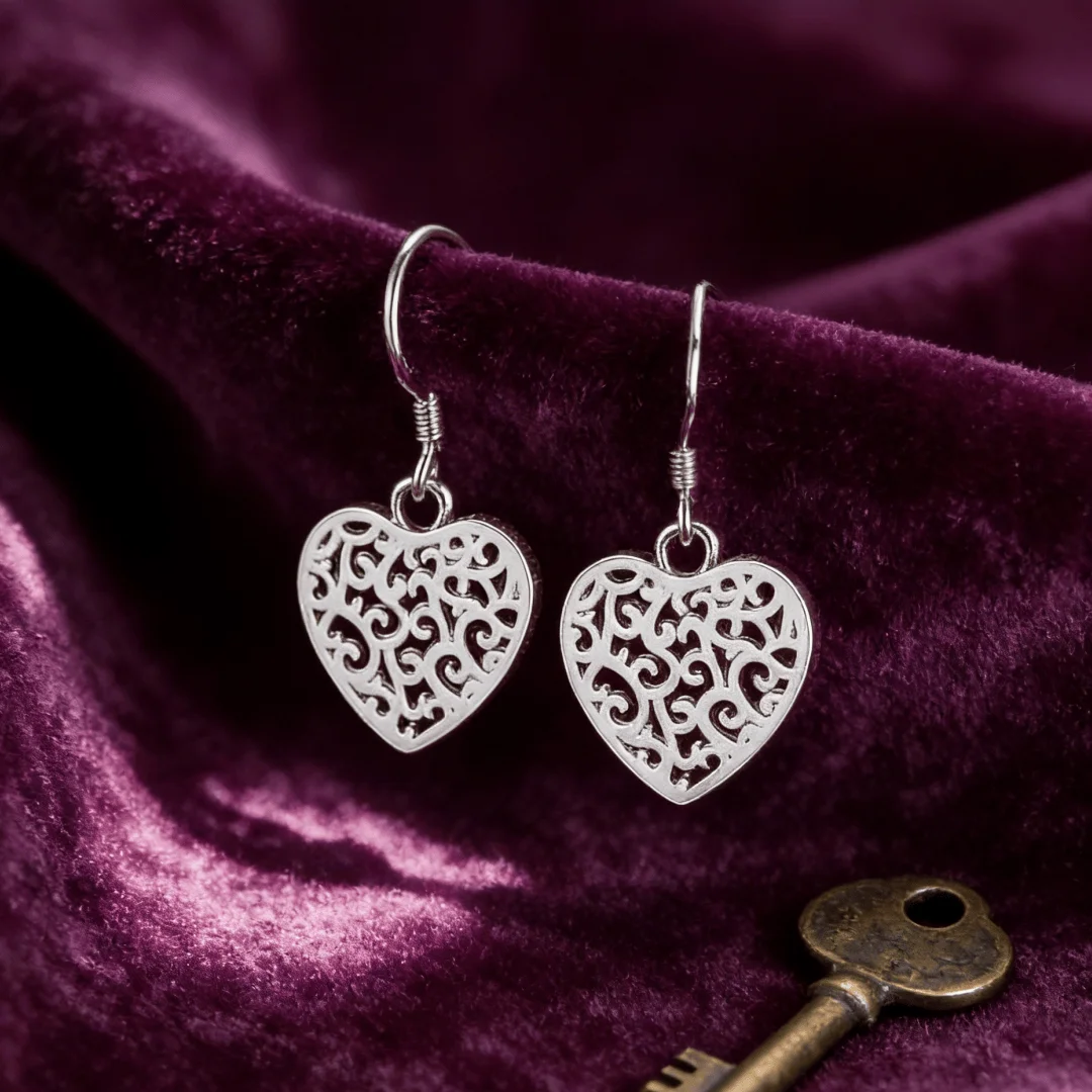925 Sterling Silver Classy Carved heart Earrings for Women Luxury Fashion Party Wedding Accessories Affordable Jewelry Gifts