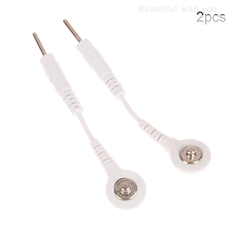 2PCS Electrode Lead Wire Connecting Cables Plug 2.0mm Snap 3.5mm Male connector cable Use For Tens/EMS Massage Machine Device