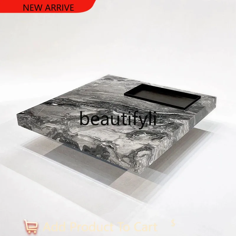 

Marble suspended coffee table light luxury minimalist high-end living room square tea table G1218