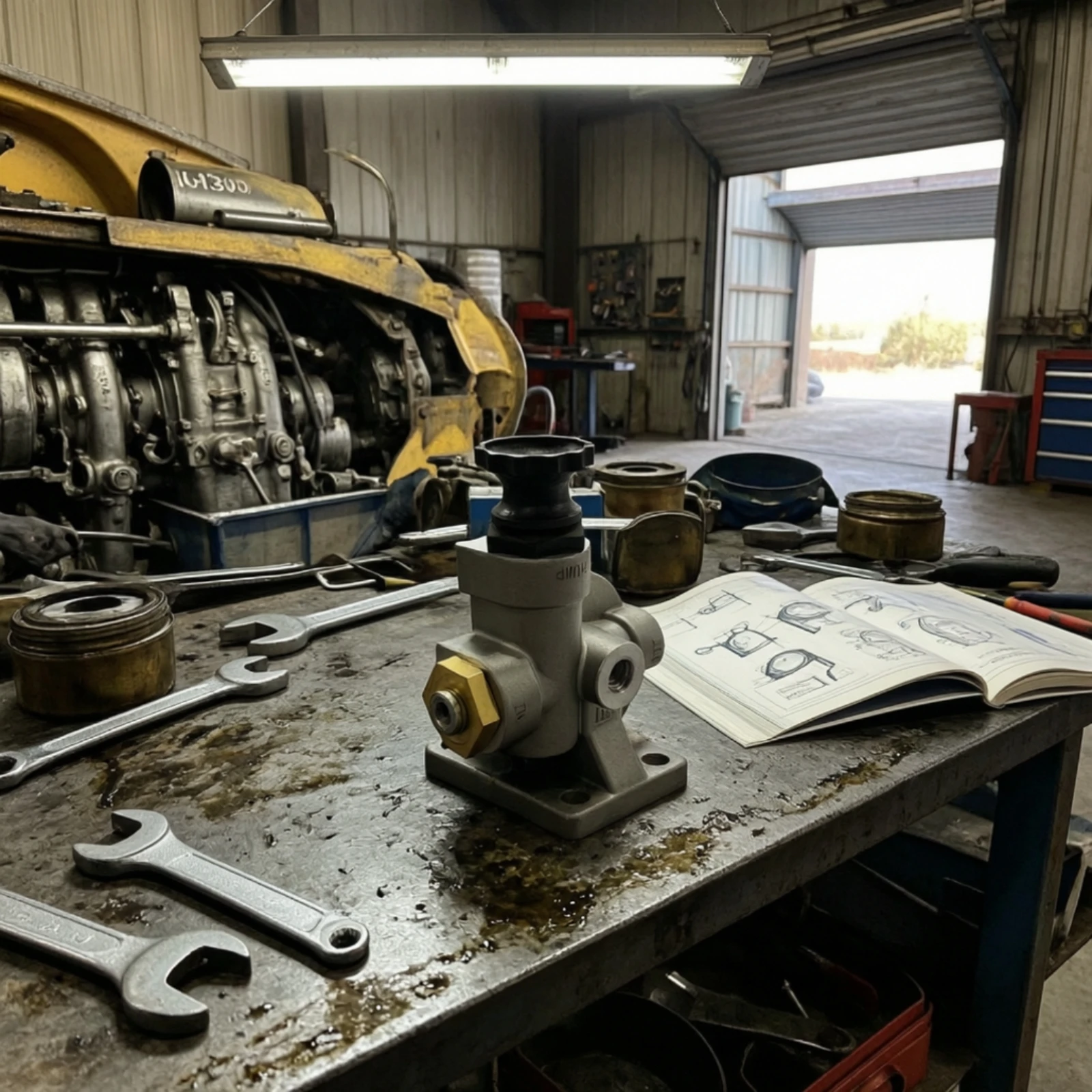 Hand Primer Pump Mechanical Fuel Pump with Knob Heavy-Duty for Mechanics, Compression-Ignition Engine Maintenance, Repair Shops
