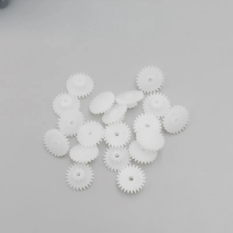 

50pcs 2410-2B 24T 10T 0.5m dia=2.05mm fit to 2mm optical axis 0.5 modulus double plastic gear reduction gear toy gear box