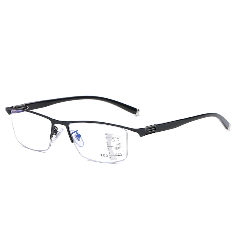 Bluelight blocking Men Half-rim Reading glasses Photochromic Multifocal Dual-use Reader +100 +150 +200 +250 +300 +350 +400