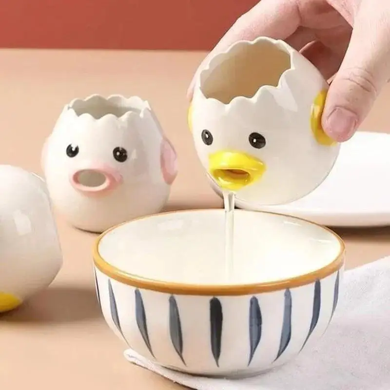 Creative Cartoon Funny Small Chick Separator Suitable Eggs Yolk White Separator Ceramics Eggs Kitchen Tools Home Cook Accessory