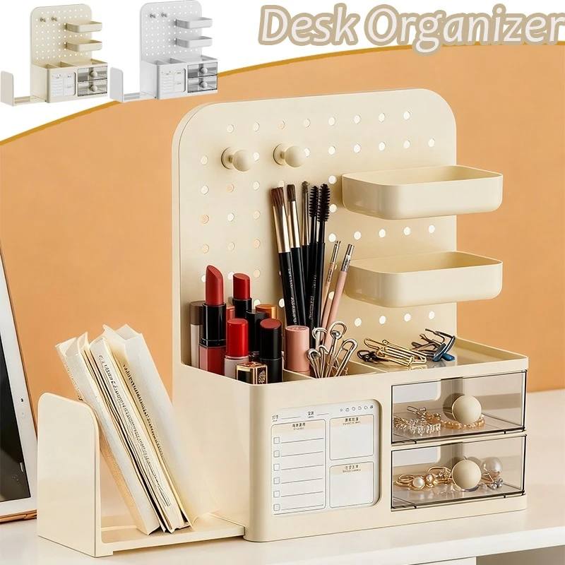 

New Desktop Pegboard Storage Box Large Capacity Multifunctional School Countertop Office Home Storage Rack with Drawer Rangement